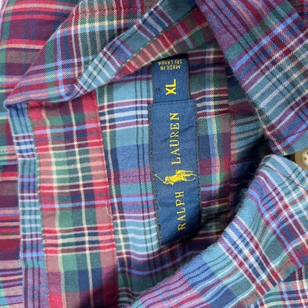 Polo Ralph Lauren Button Down‎ Mens XL Multicolor Plaid Long Sleeve Pony Logo